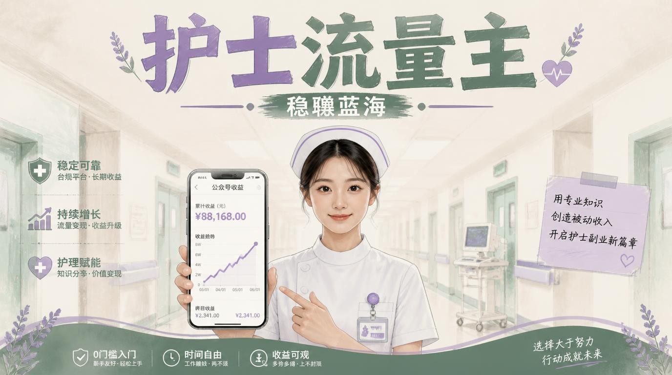 护士做公众号流量主，竞争小流量稳，闷声赚钱