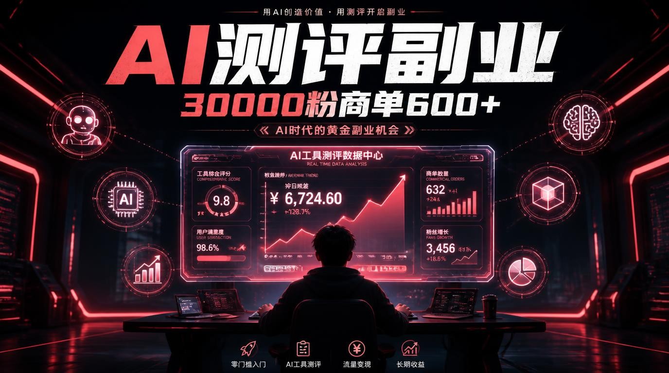 AI工具测评副业孵化营二期：从0到1起号，爆款视频制作，3000粉商单600元起