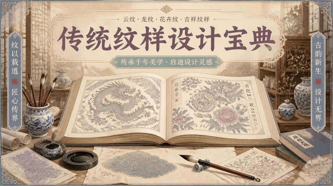 9册传统纹样设计宝典，设计师的灵感源泉