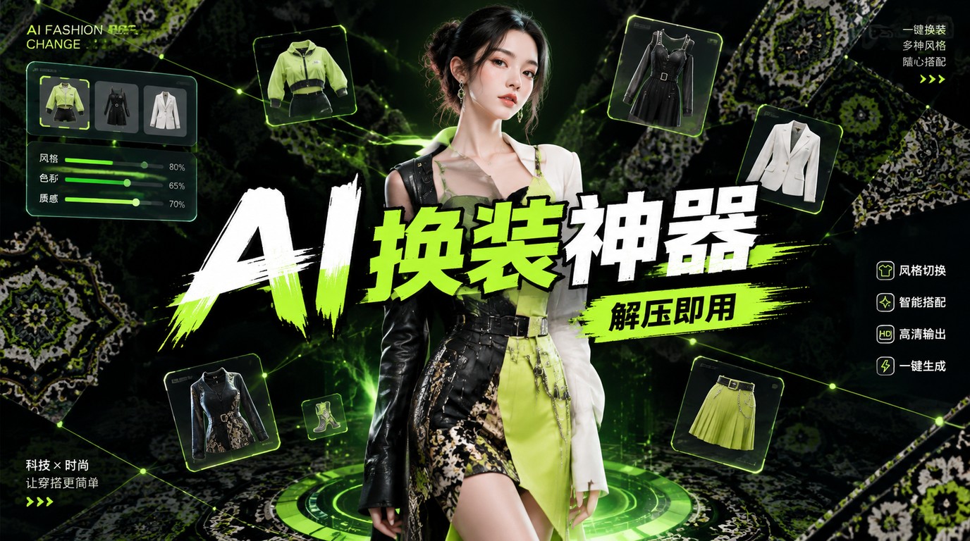 AI模特换装神器！ComfyUI整合包解压即用，秒变时尚大片