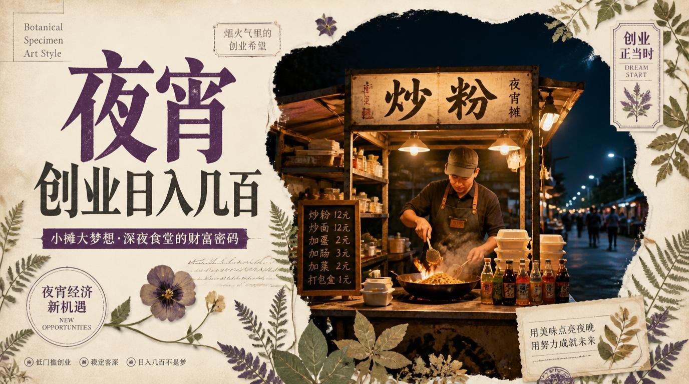 夜宵经济低成本创业，日入几百的实战模型