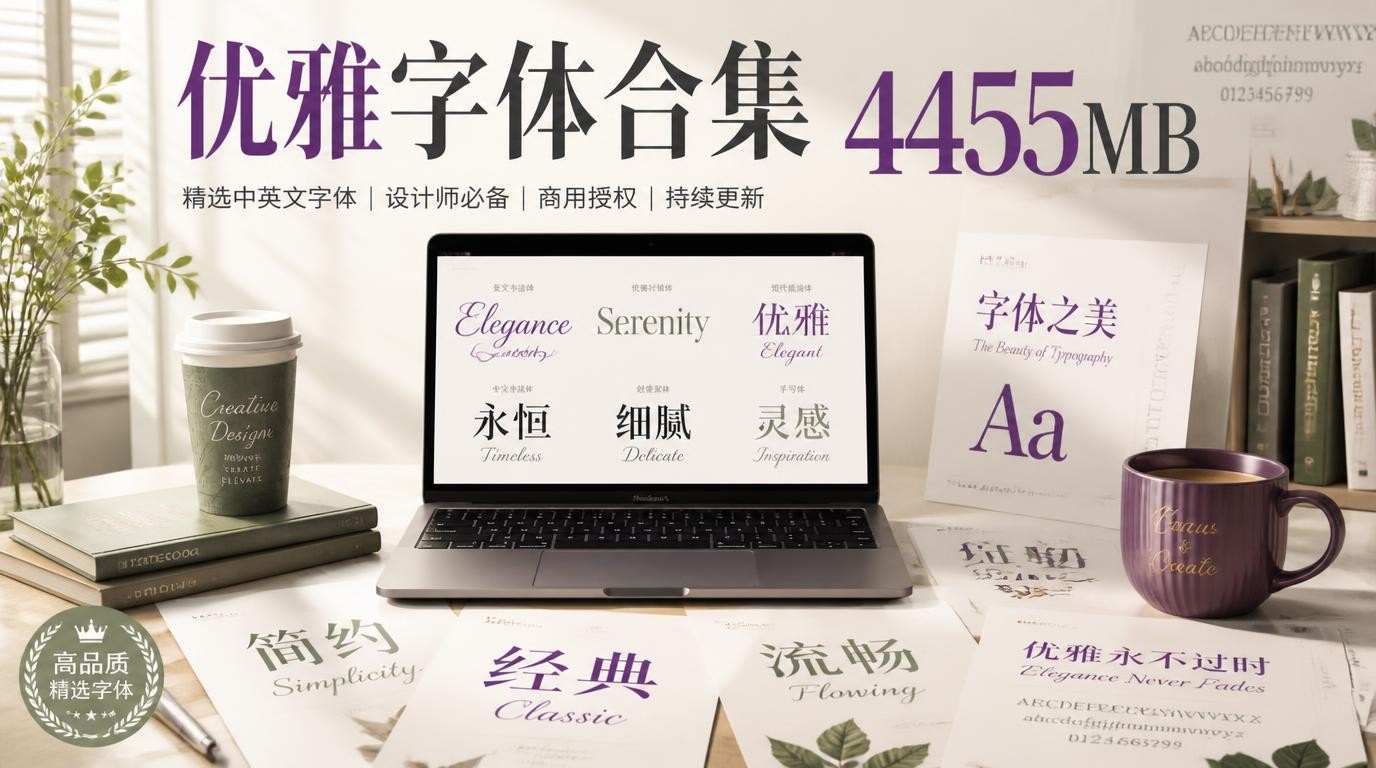 4455MB优雅中英文字体合集，设计师必备资源