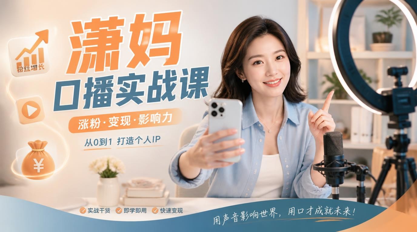 20万粉博主潇妈亲授：9节口播实战课，从选题到变现全攻略
