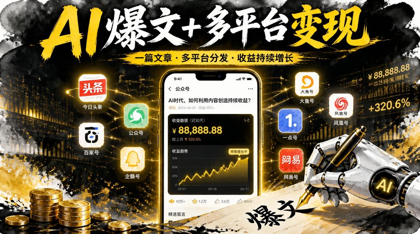 2026公众号流量主实战：AI爆文+20大赛道，多平台变现秘籍
