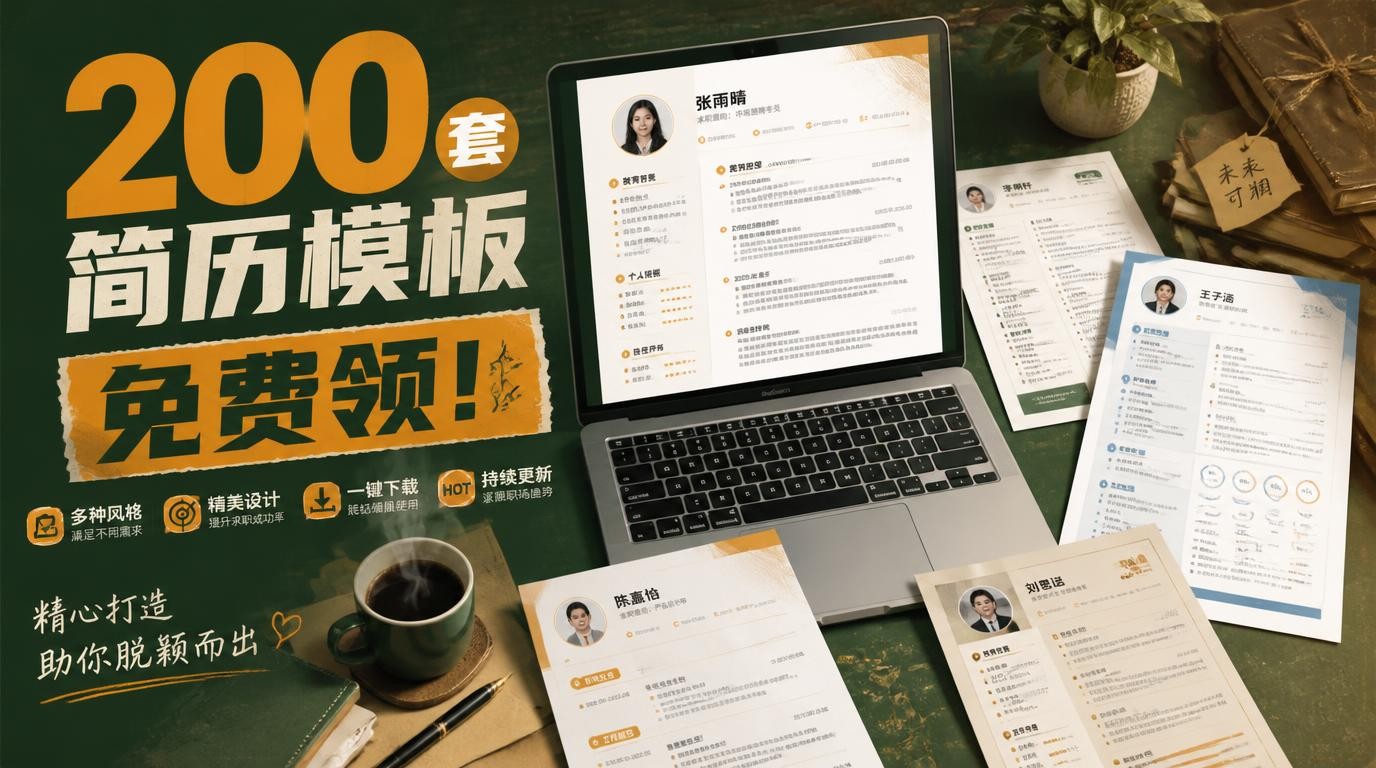 200套应届生简历模板免费领，稻壳儿收费版全打包