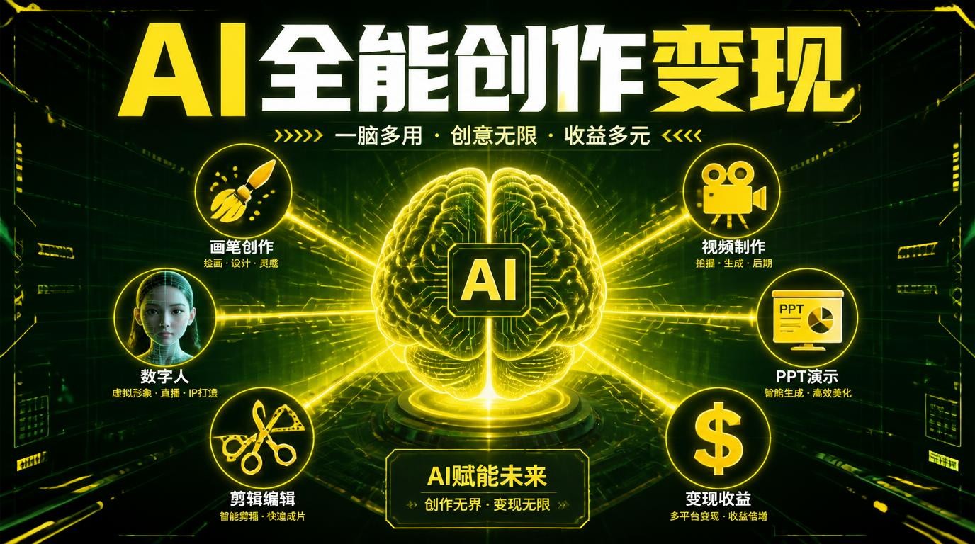AI全能创作与办公提效：从生图视频到自媒体变现