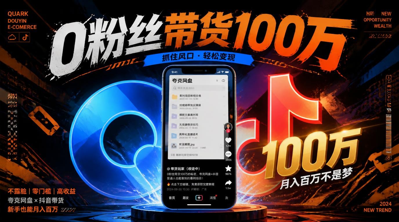 0基础0粉丝，抖音带货破百万！夸克网盘新玩法