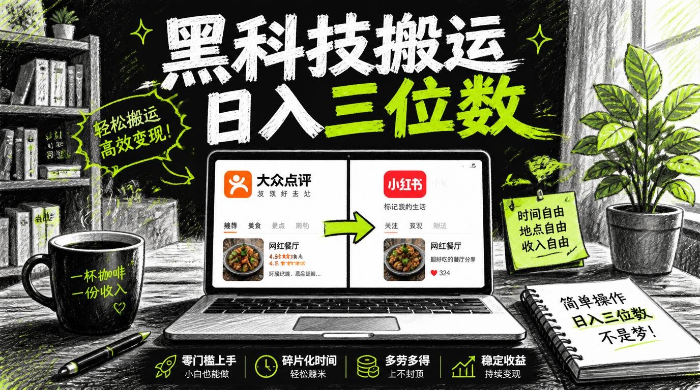 大众点评黑科技搬运，单日轻松赚三位数！