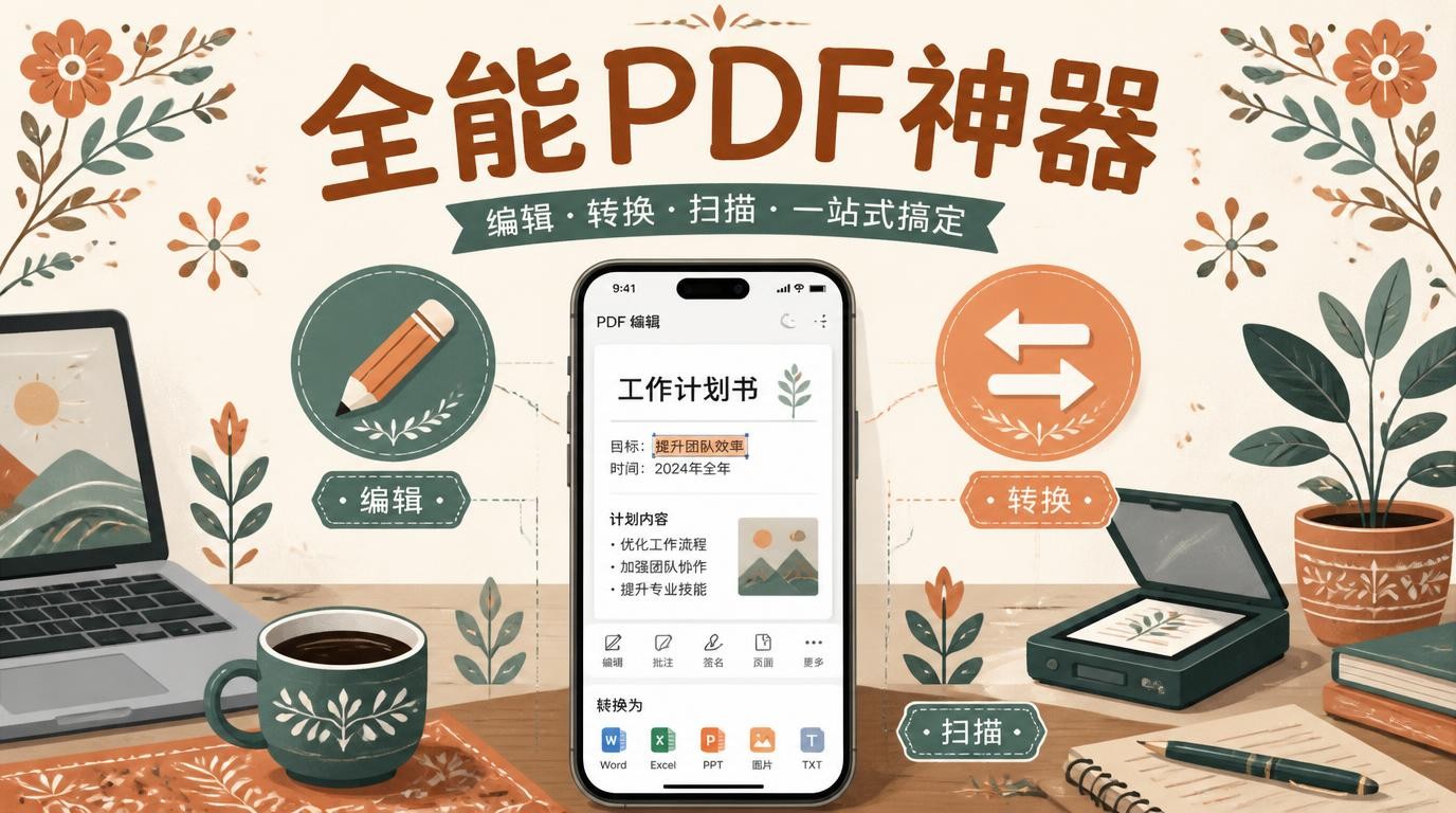 全能PDF神器！编辑转换扫描，一应俱全