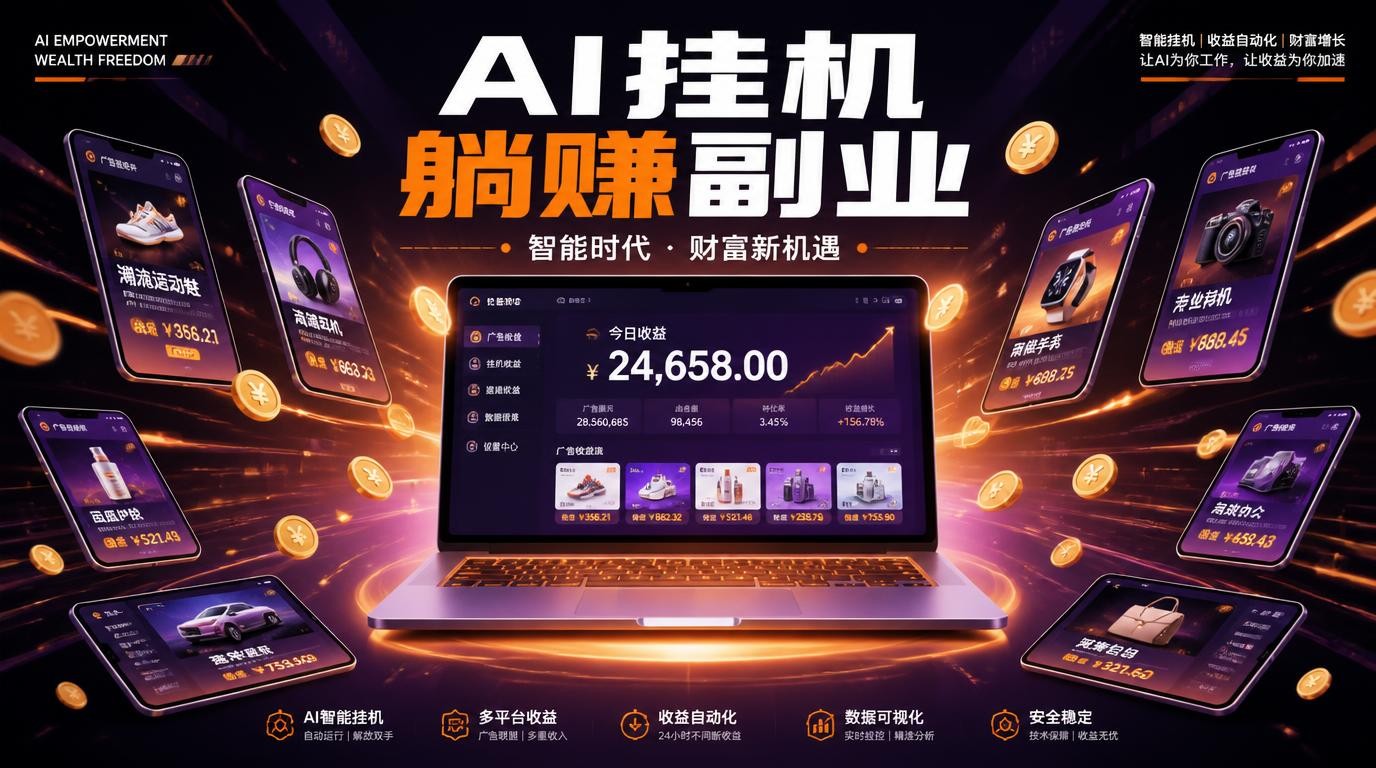 24小时全自动AI广告挂机，小白也能轻松月入过万？